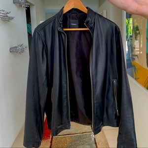New light weight black leather theory morvek jacket